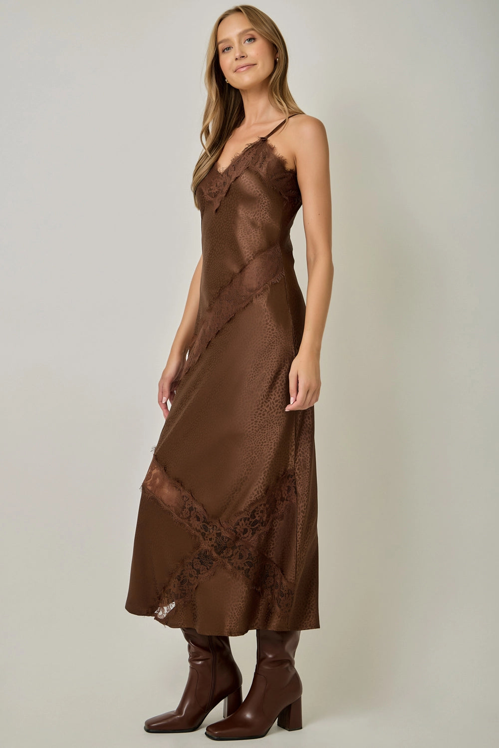 Satin Leopard Slip Dress