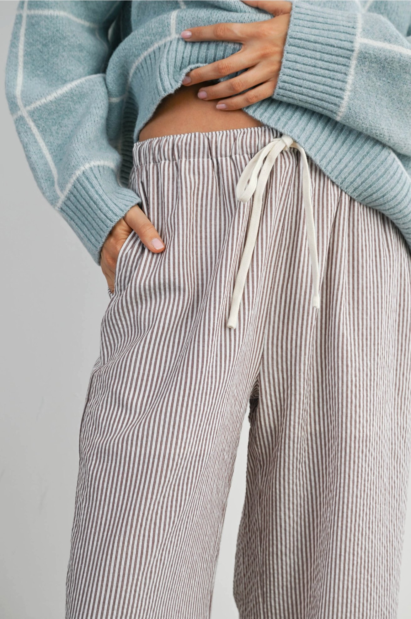 Casual Striped Drawstring Pants