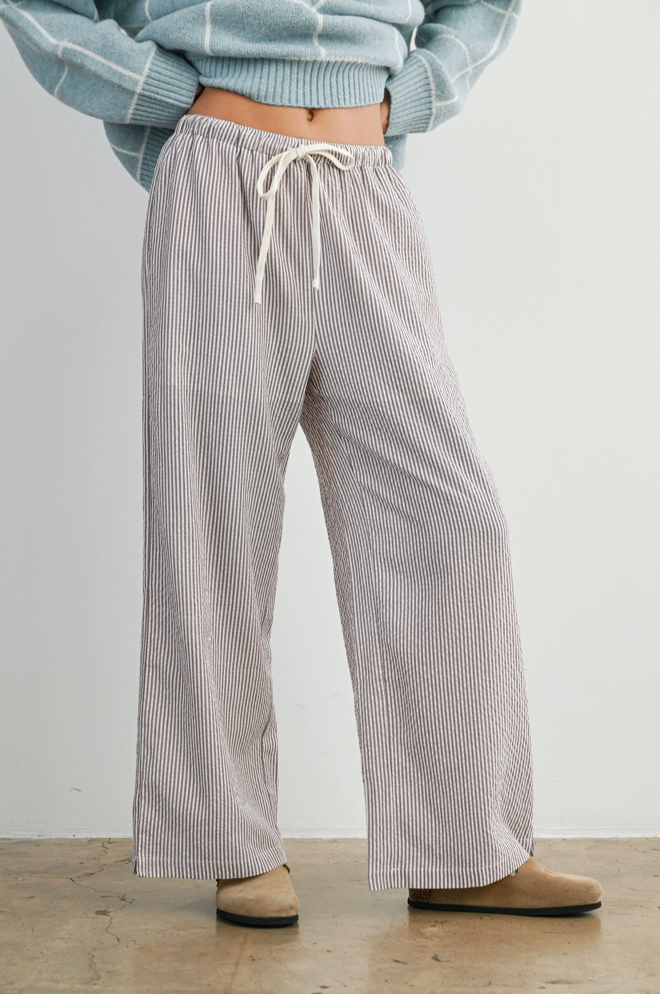 Casual Striped Drawstring Pants