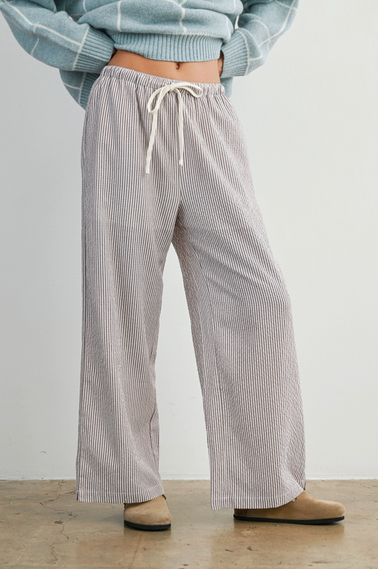 Casual Striped Drawstring Pants