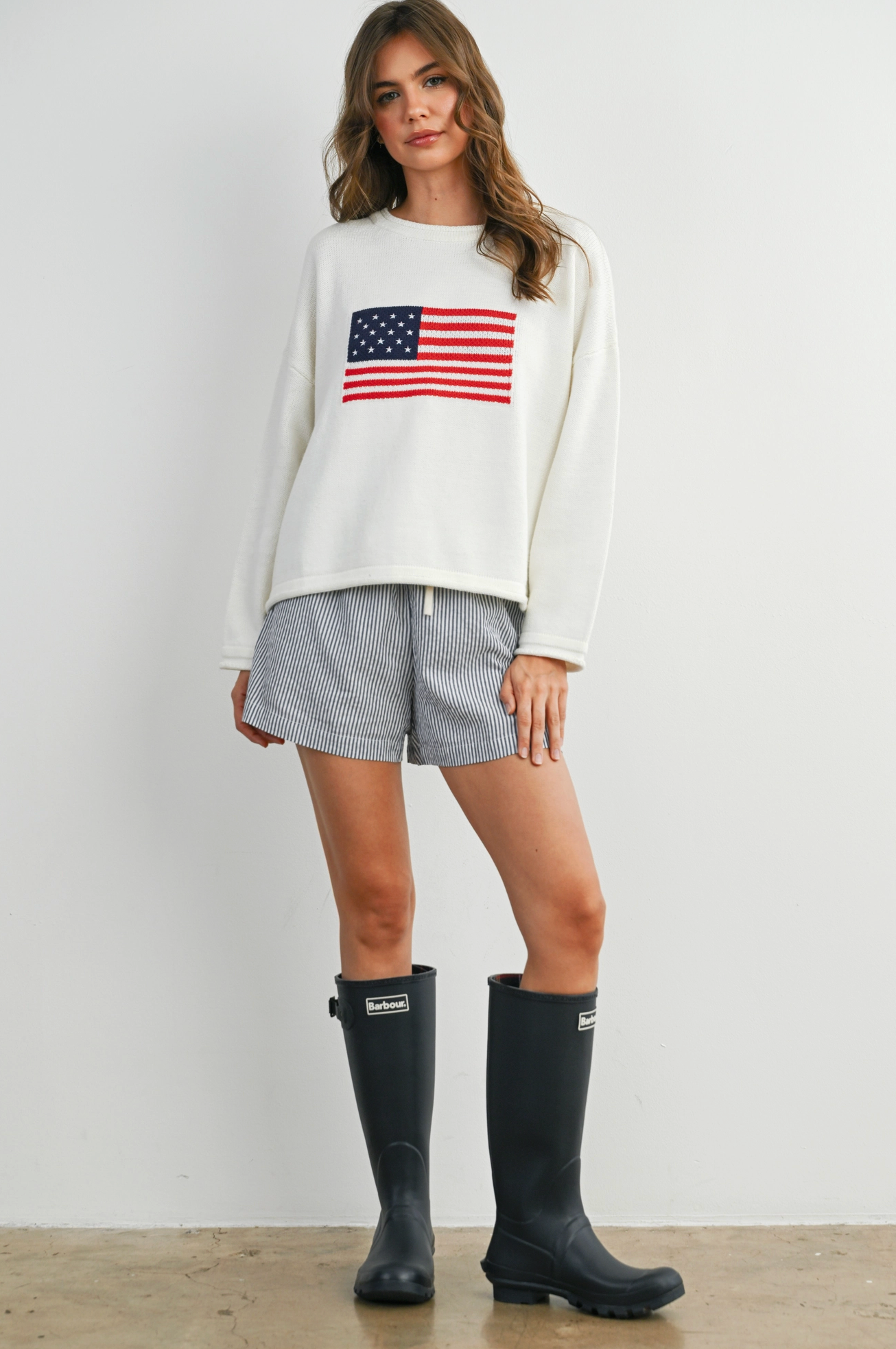 Casual Striped Drawstring Shorts