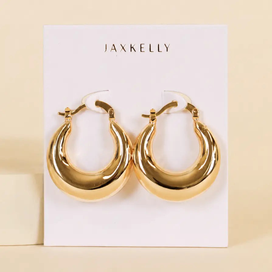 Sculptural Wide Gold Hoop Earrings