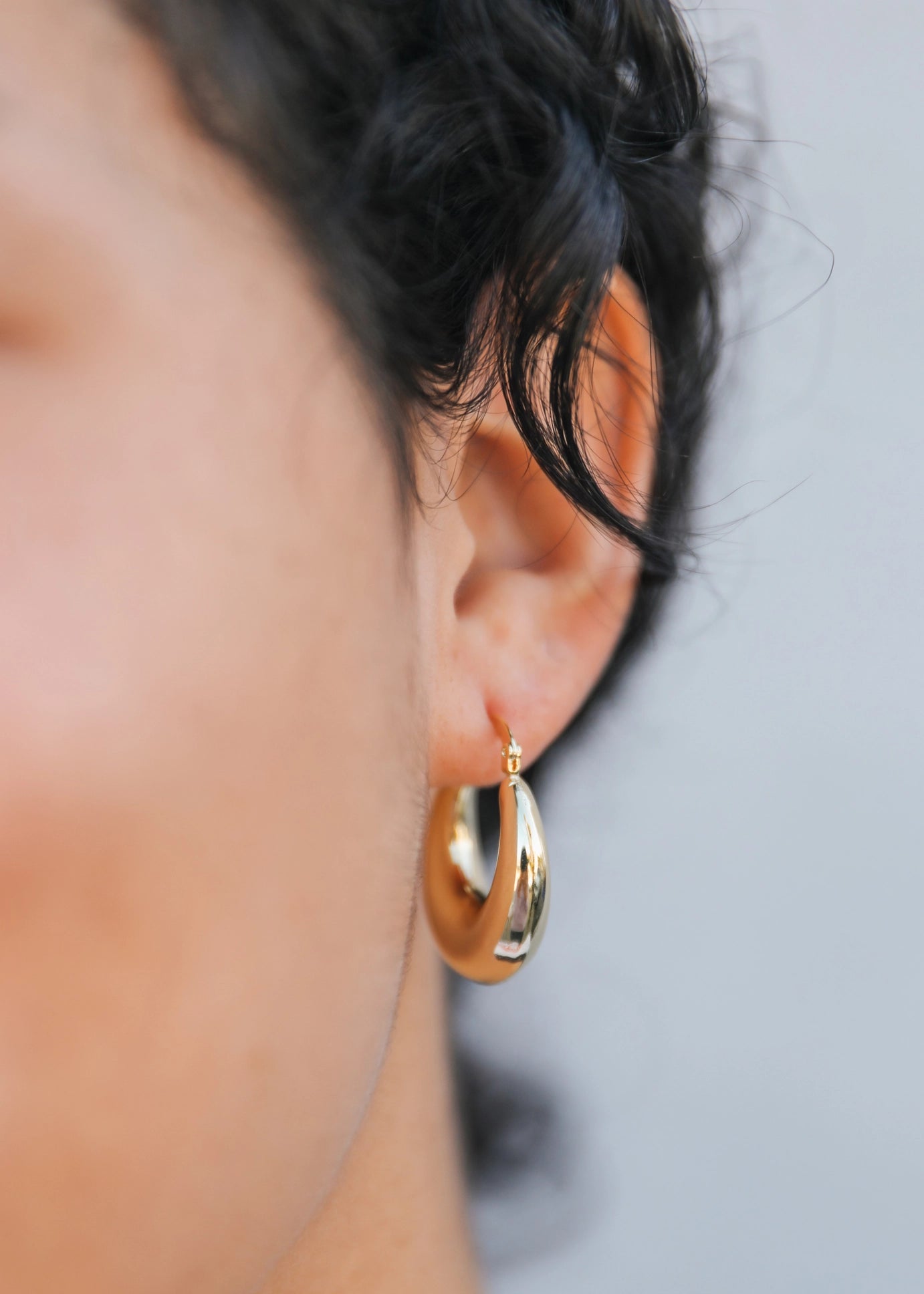 Sculptural Wide Gold Hoop Earrings