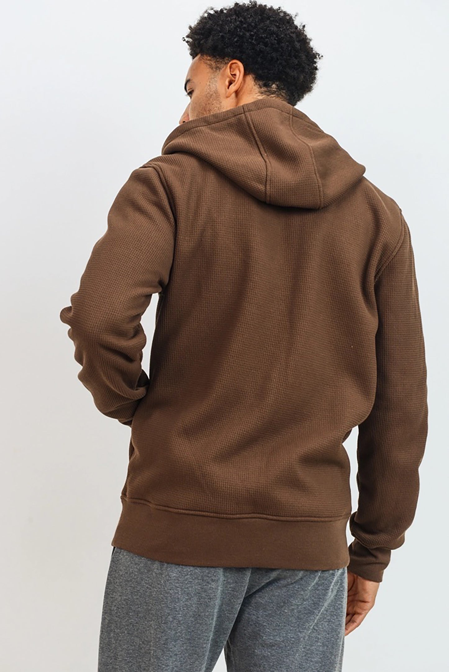 Sherpa-Lined Waffle Hoodie