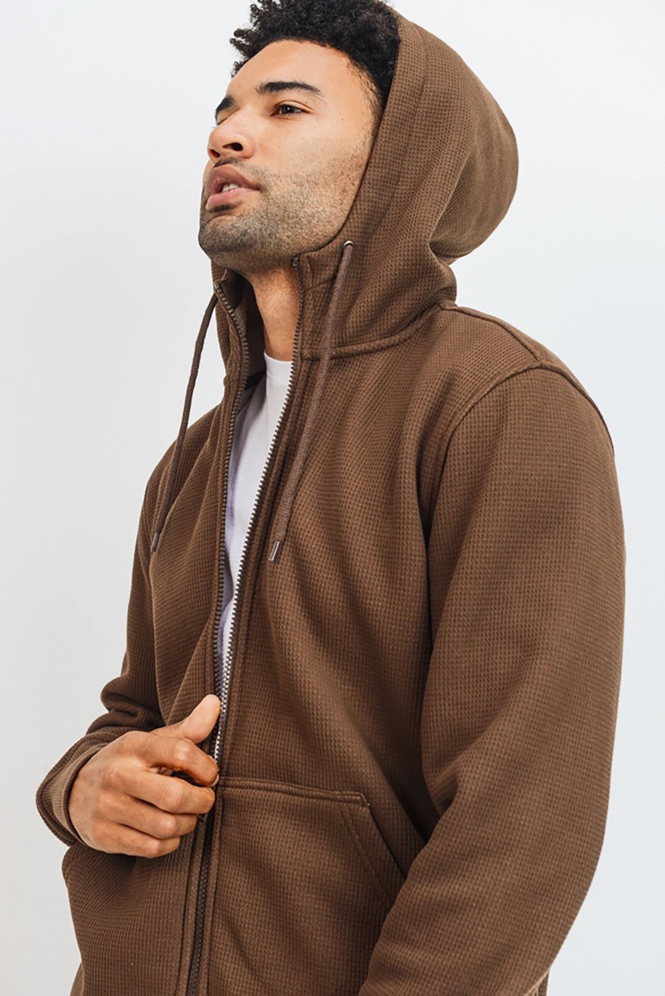 Sherpa-Lined Waffle Hoodie