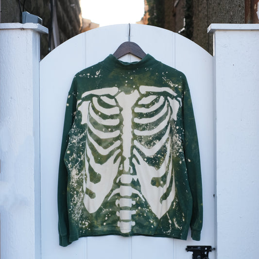 Show Me Your Bones Green Mock Neck