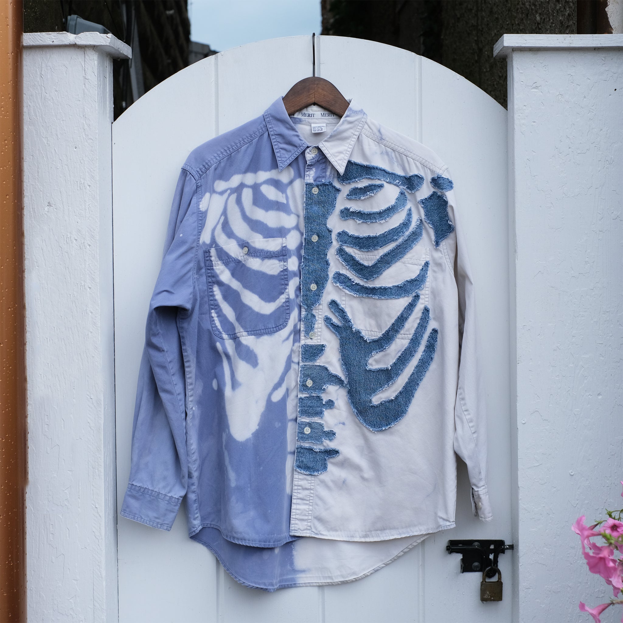 Show Me Your Bones White & Denim Shirt