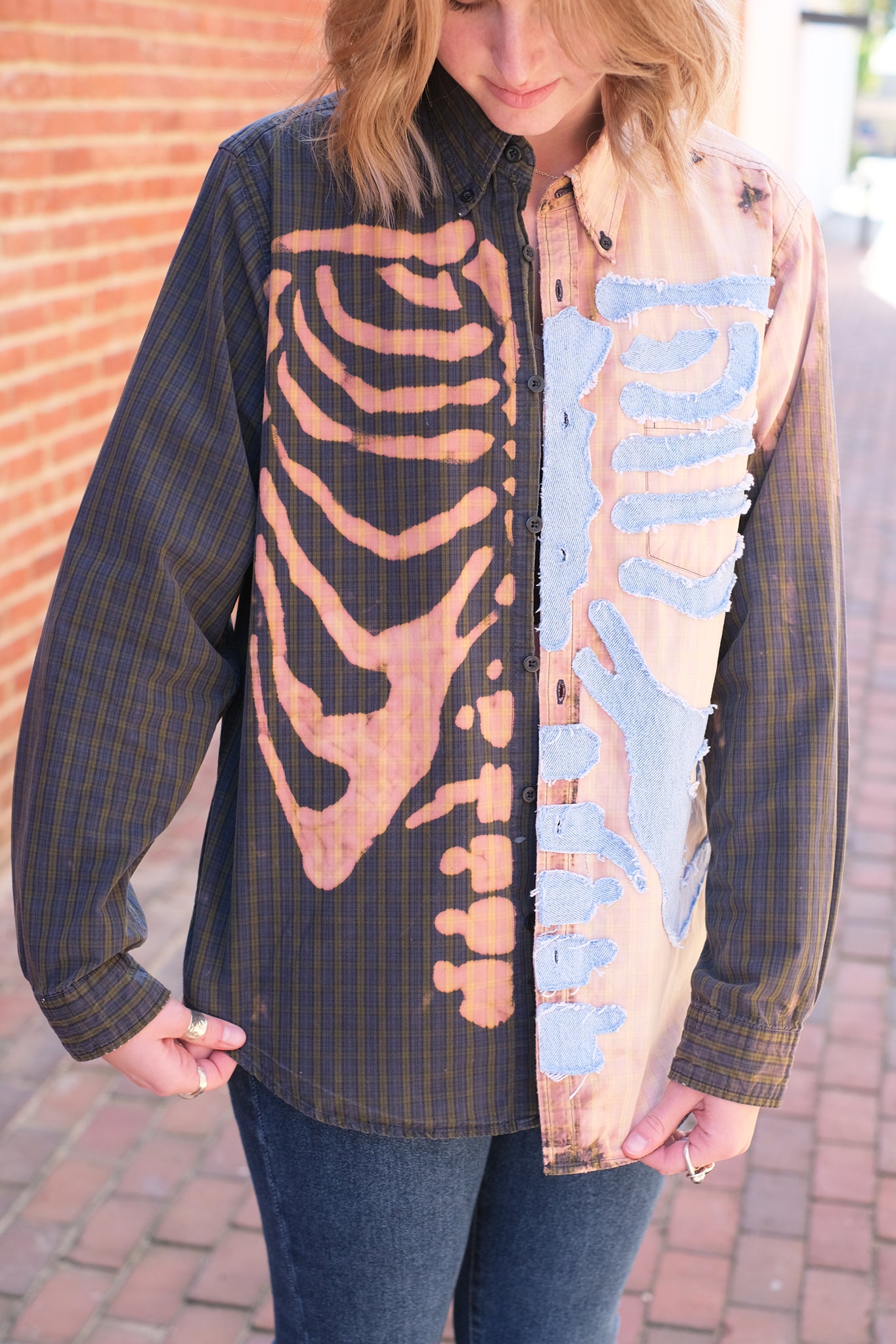 Show Me Your Bones Denim & Plaid Shirt