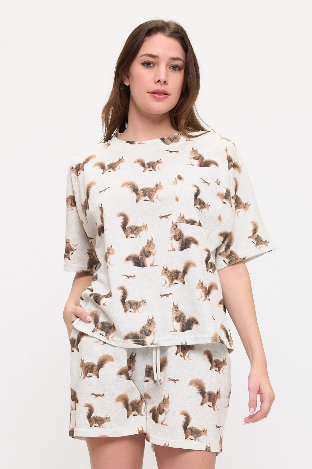 Squirrel Print Relaxed Fit T-shirt