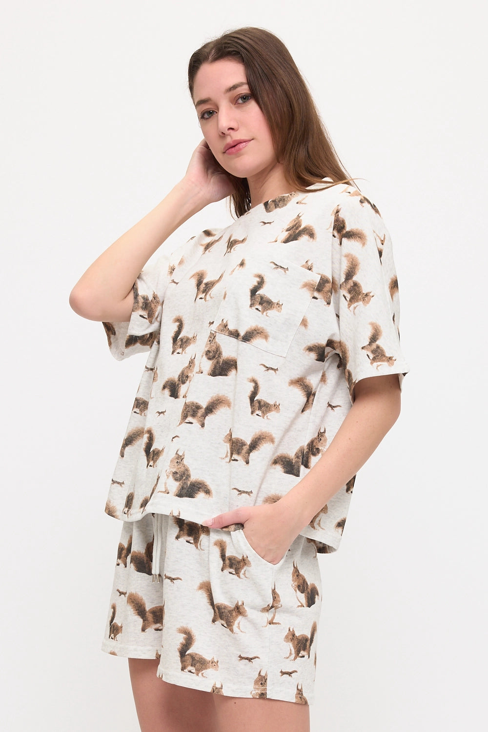 Squirrel Print Relaxed Fit T-shirt
