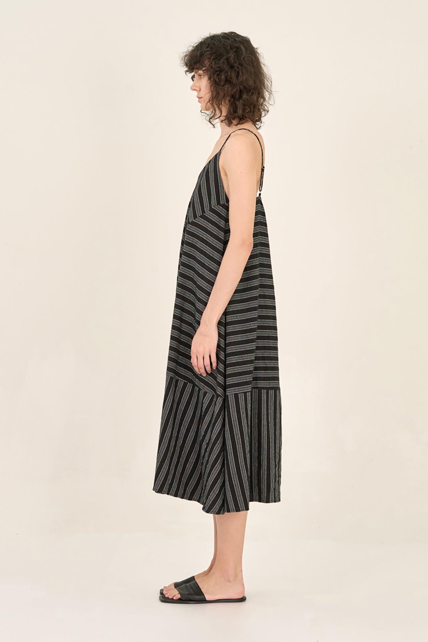 Stripe Patchwork Midi Dress