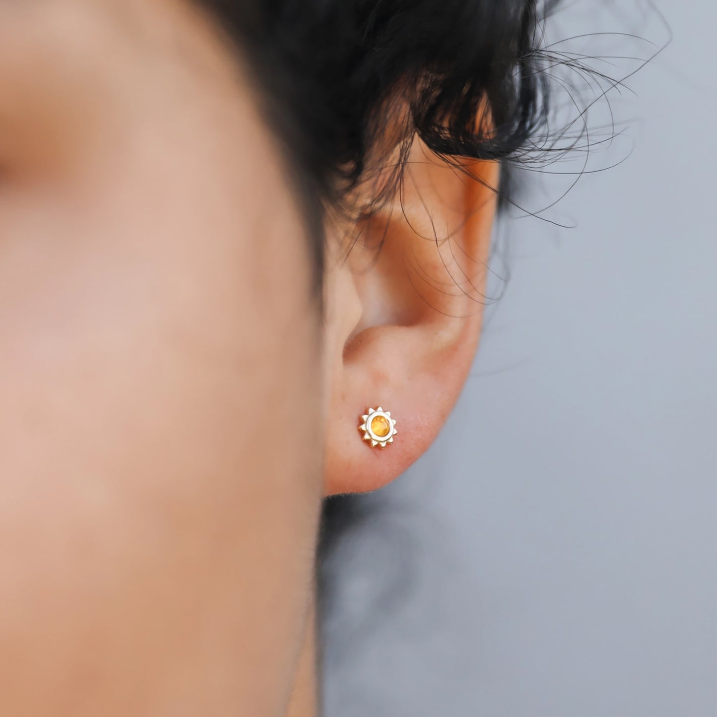 Sun Stud Gold Earrings