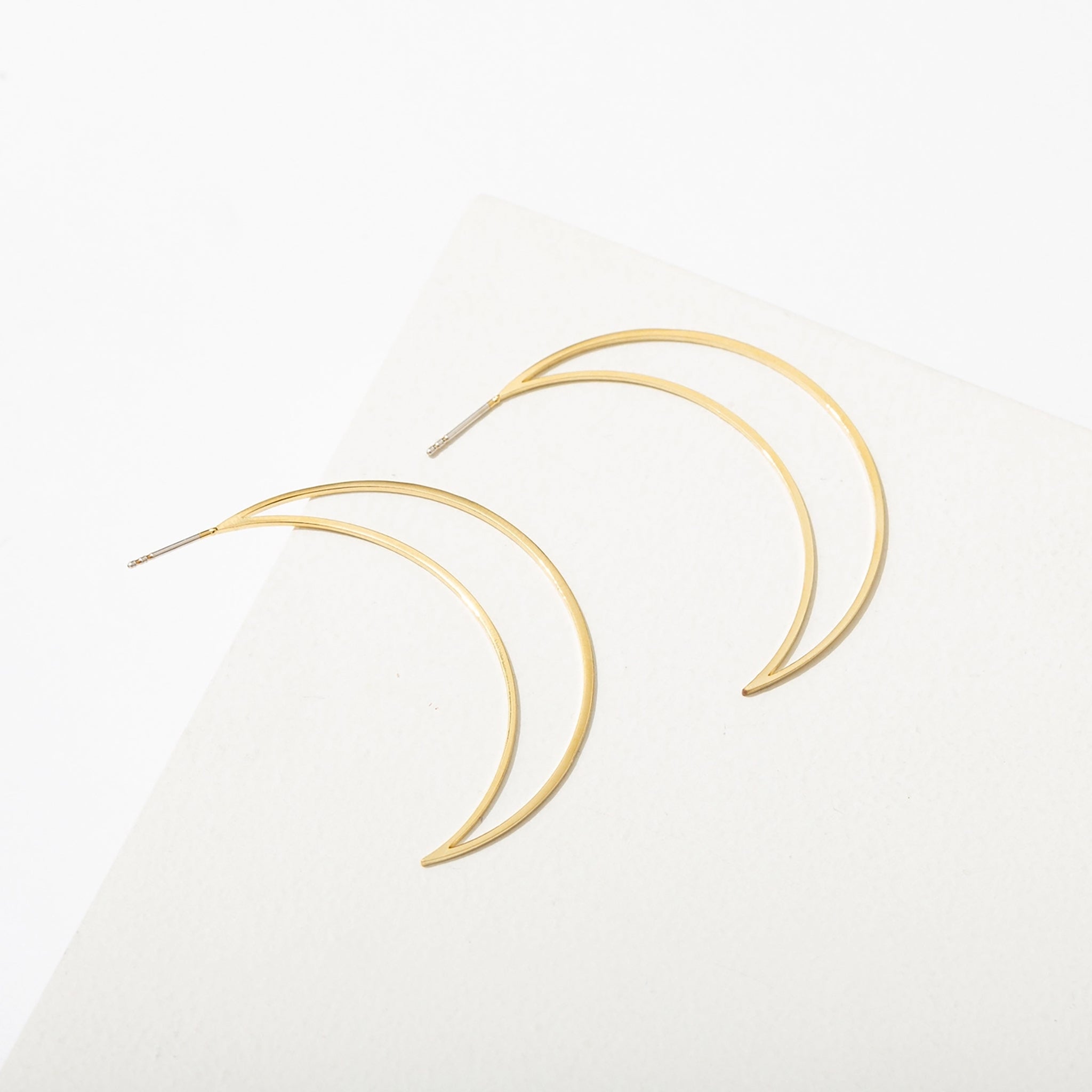 Super Moon 14k Gold Plated Crescent Earrings