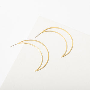 Super Moon 14k Gold Plated Crescent Earrings