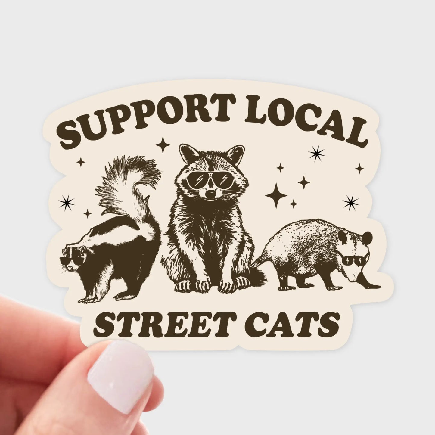Support Local Street Cats Sticker - Skunk, Raccoon, Opossum