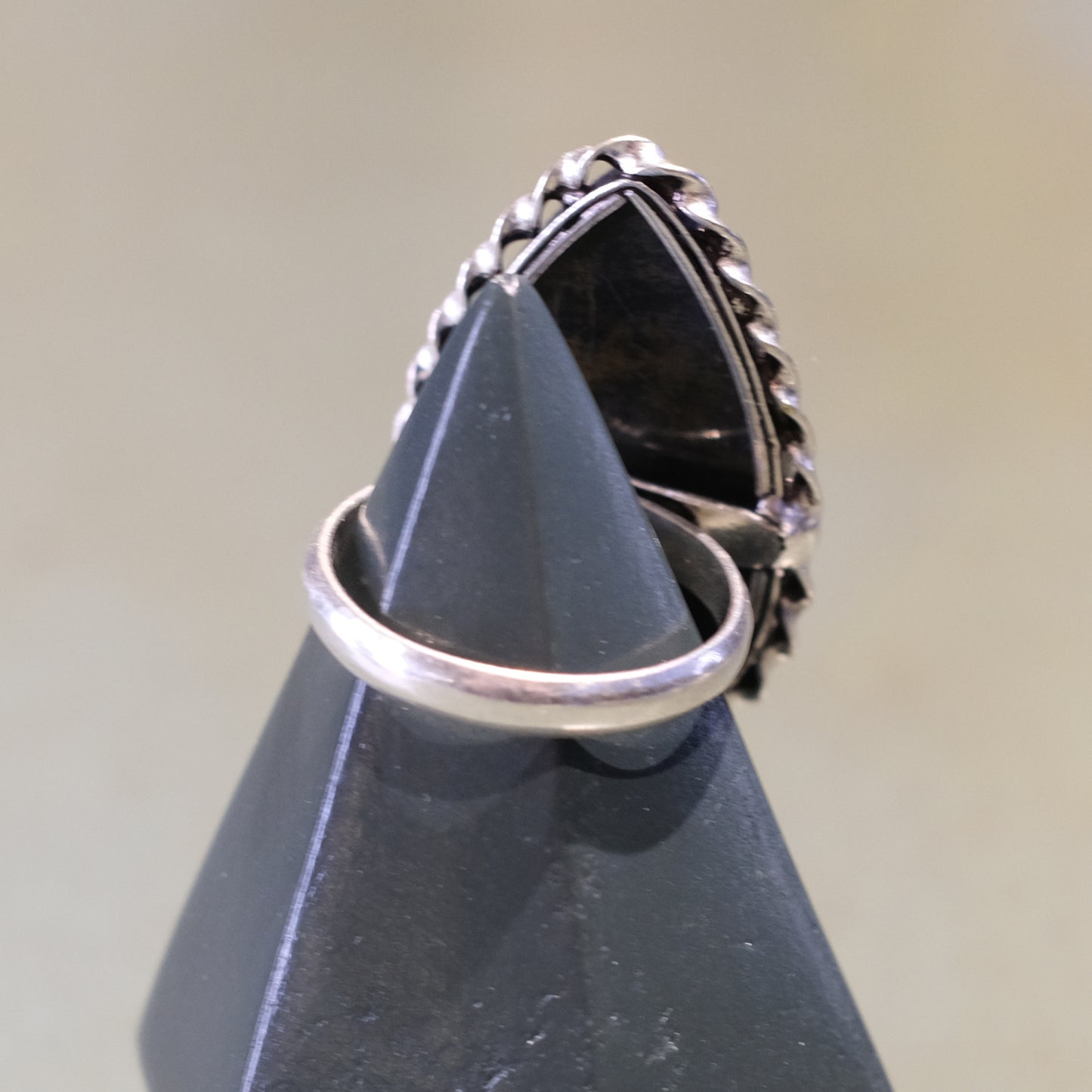 Teardrop Black Jasper Sterling Silver Ring