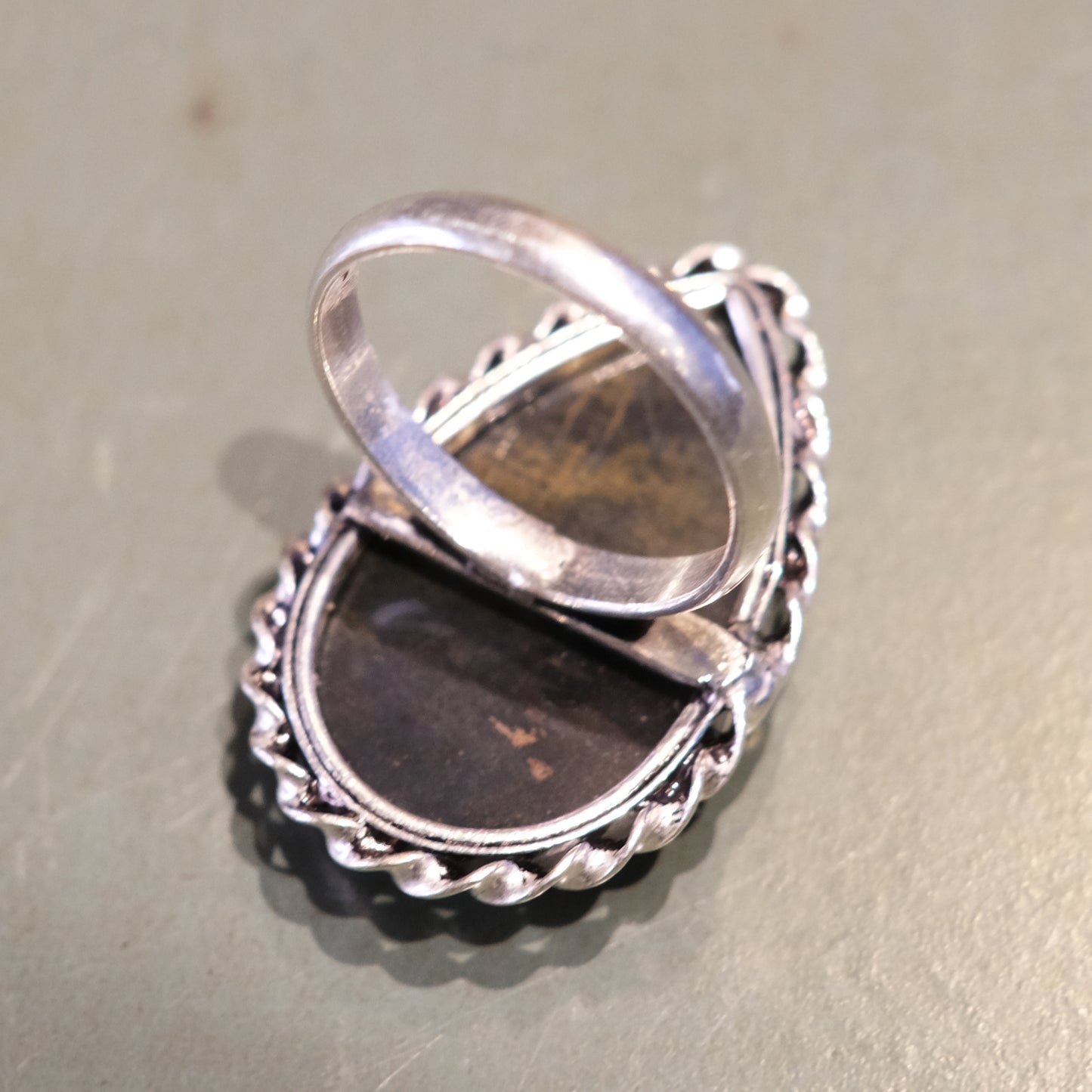 Teardrop Black Jasper Sterling Silver Ring