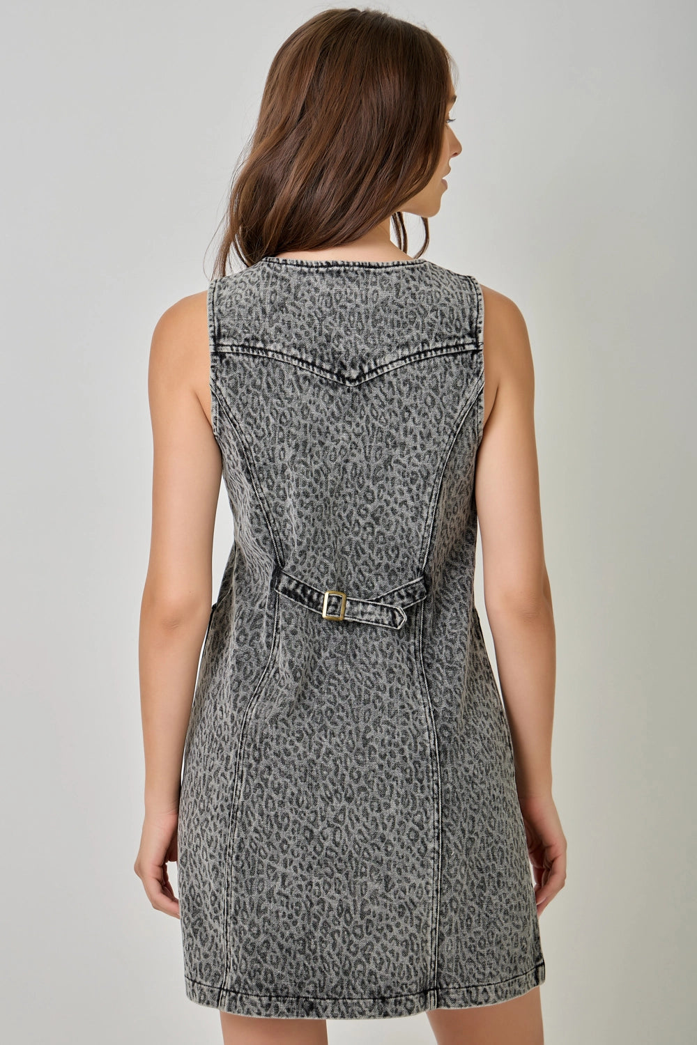 Washed Denim Leopard Jumper