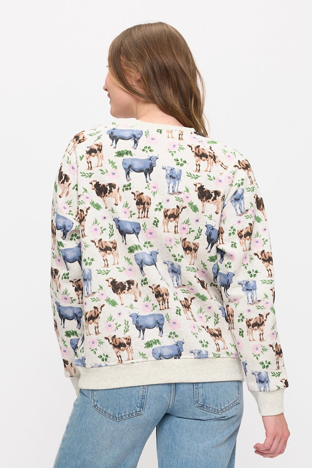 Watercolour Cow Print Crewneck Sweatshirt