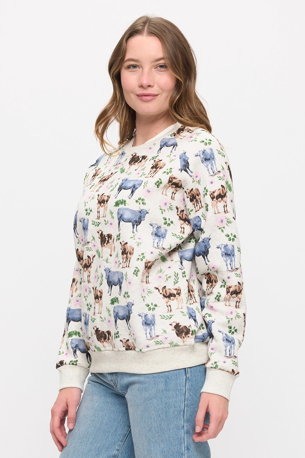 Watercolour Cow Print Crewneck Sweatshirt
