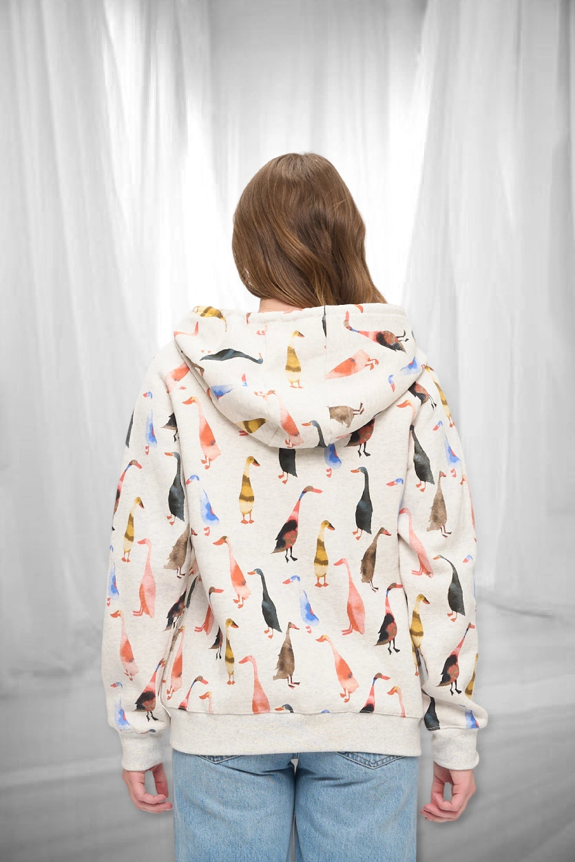 Watercolour Runner Goose Graphic Hoodie