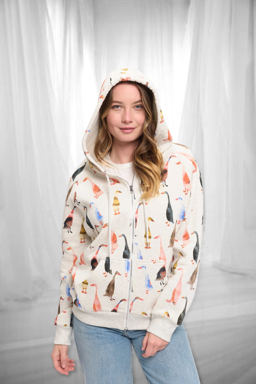 Watercolour Runner Goose Graphic Hoodie