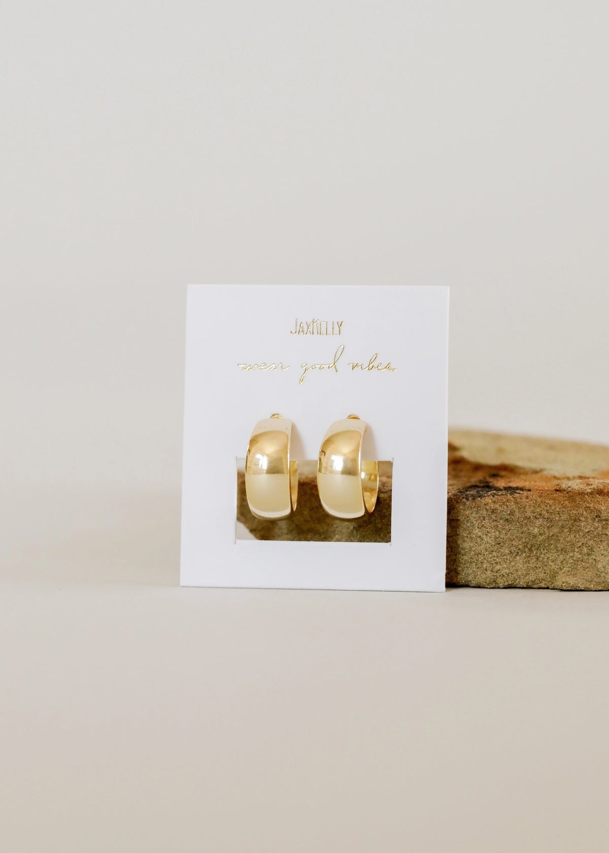 Wide Gold Hoops Earrings