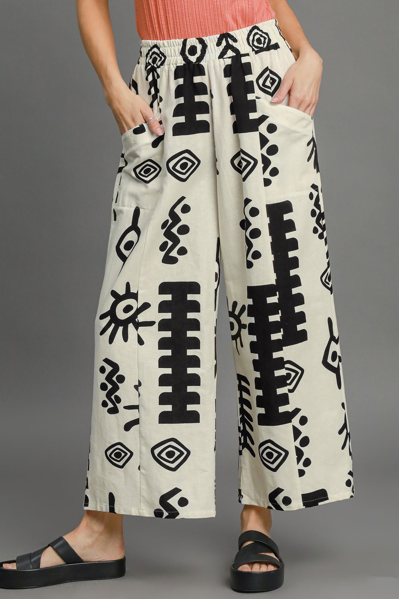 Wide Leg Aztec Print Pants