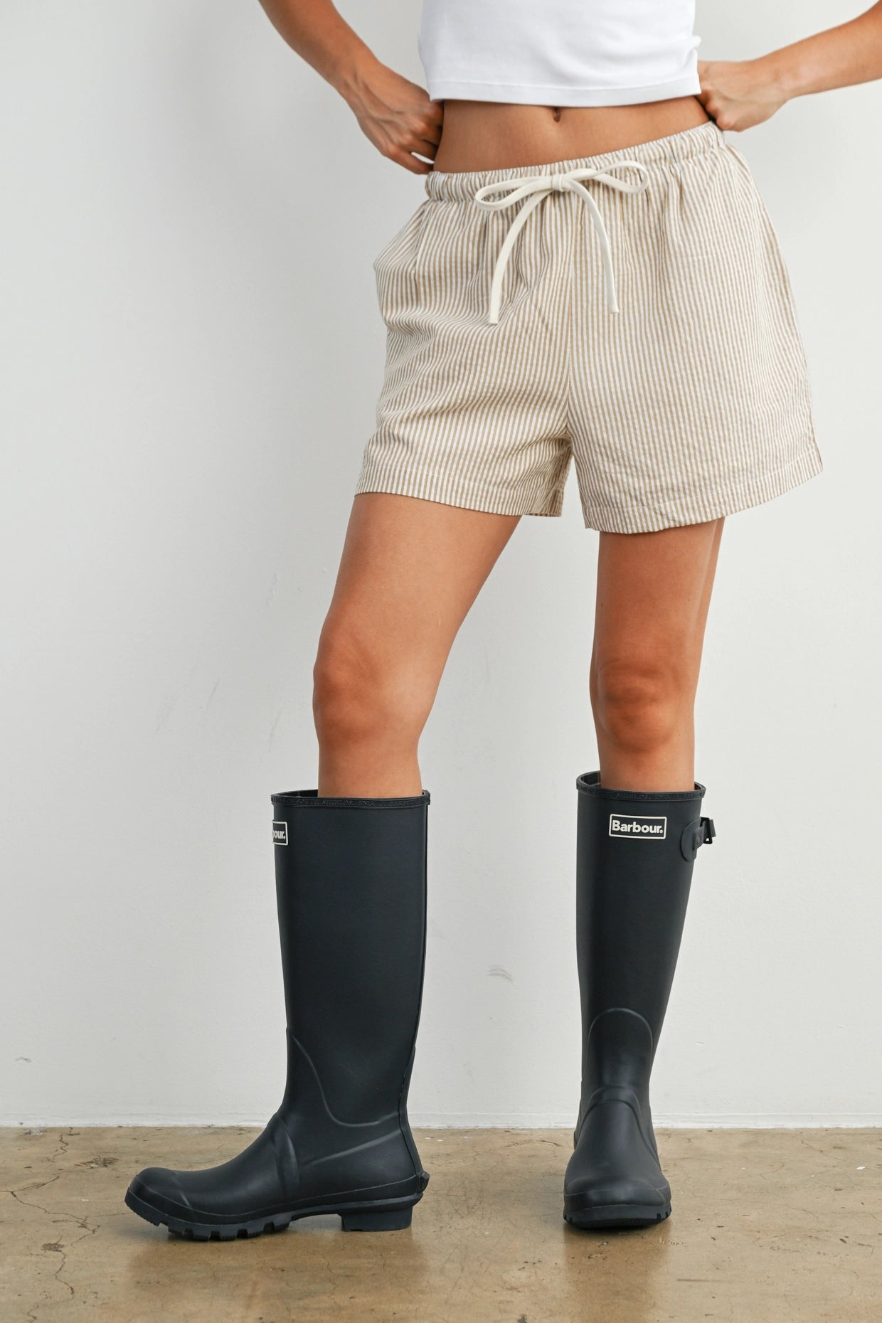 Casual Striped Drawstring Shorts