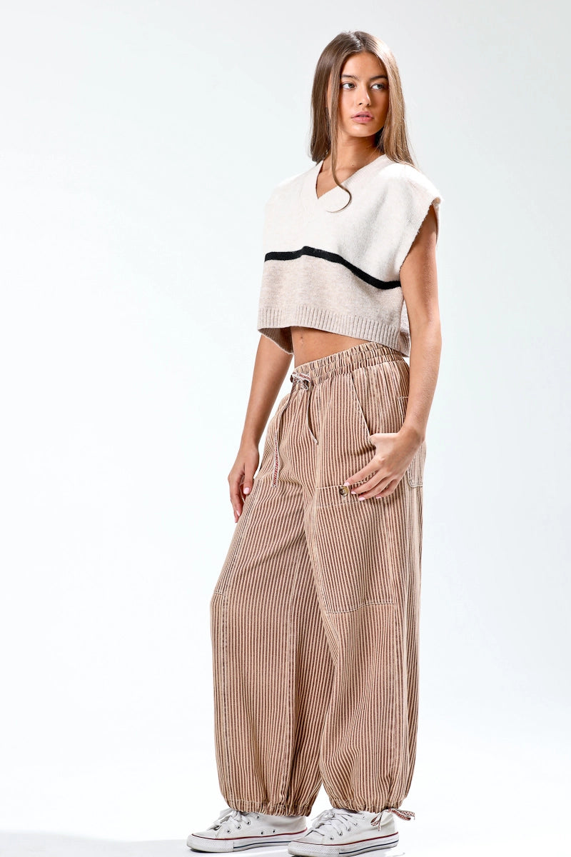 Vintage Washed Striped Cargo Pants