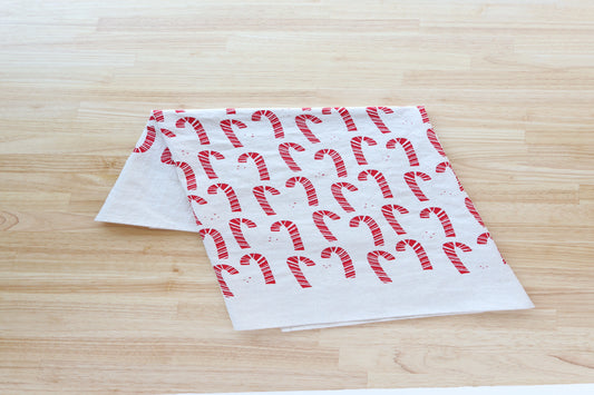 Handprinted Candy Cane Tea Towel
