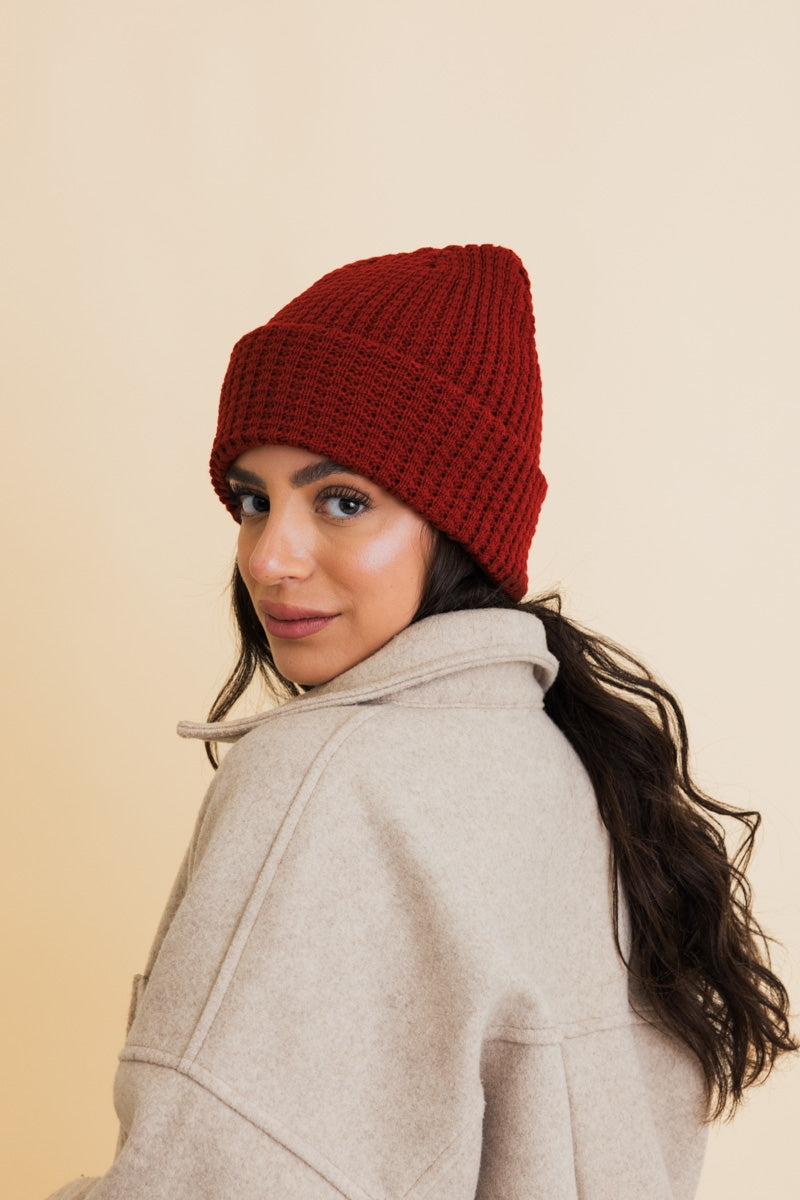 Toasty Waffle Knit Beanie