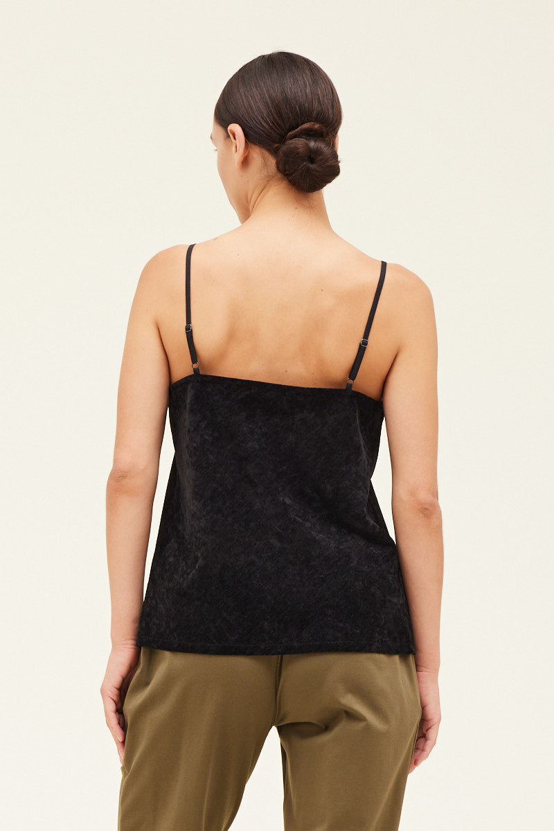 Raw Edge Velvet Bias Tank