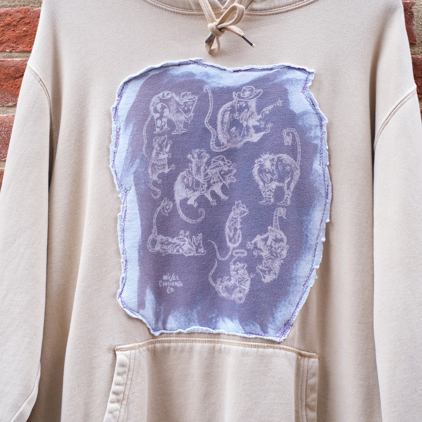 cowboy posse print hoodie- khaki XXL