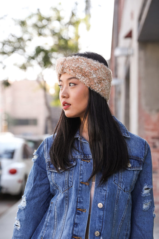 Fuzzy Pastel Yarn Knit Headwrap