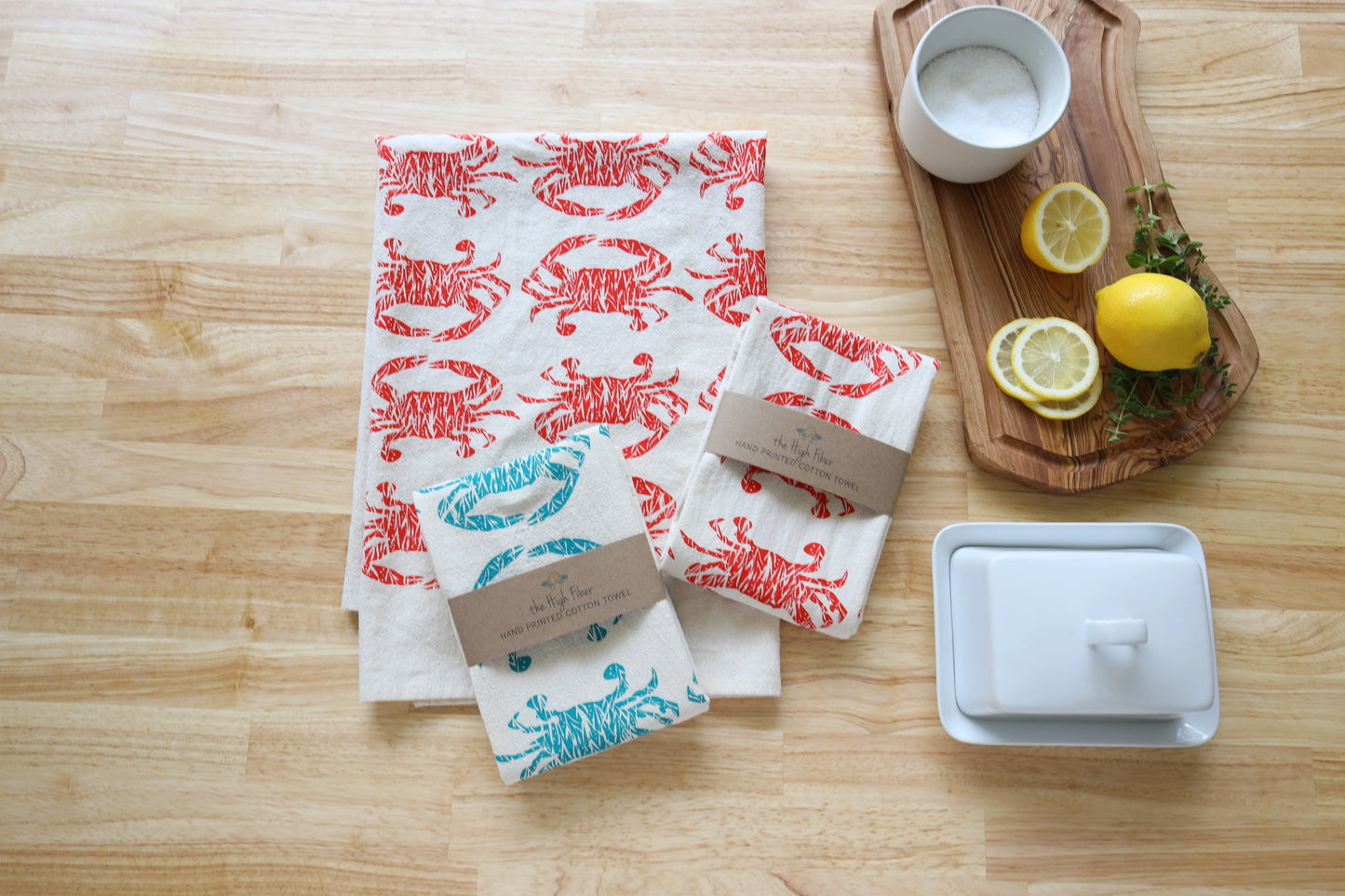 Handprinted Crab Kitchen Towel