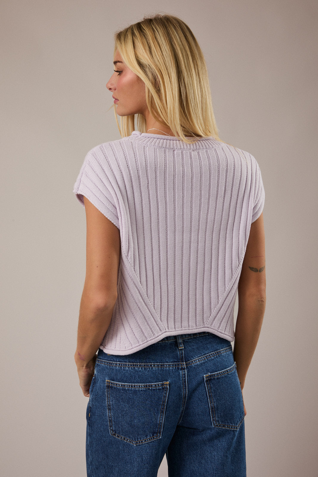 Cap Sleeve Ribbed Sweater