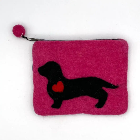 Dachshund with Heart Felt Coin Purse