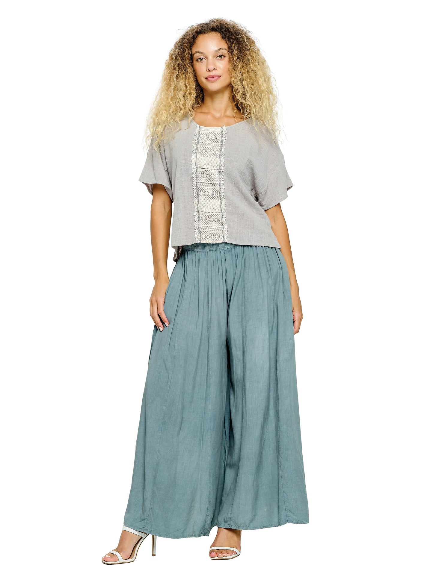 Vintage Wash Wide Leg Pants