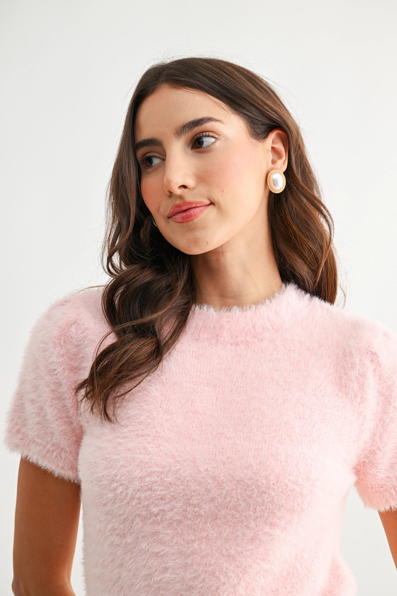 Fuzzy Short Sleeve Sweater