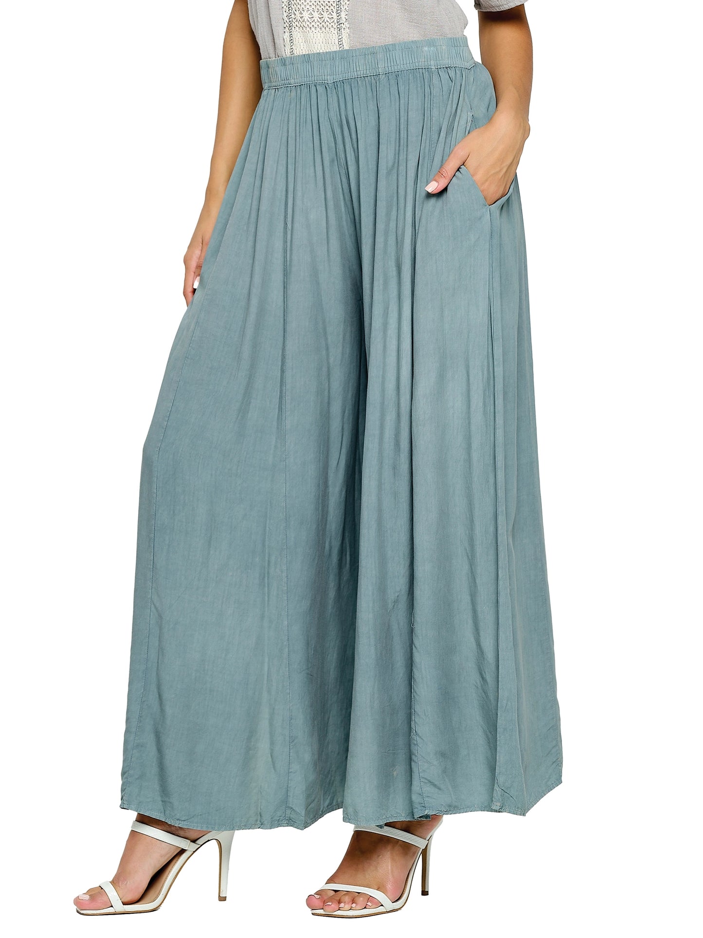 Vintage Wash Wide Leg Pants