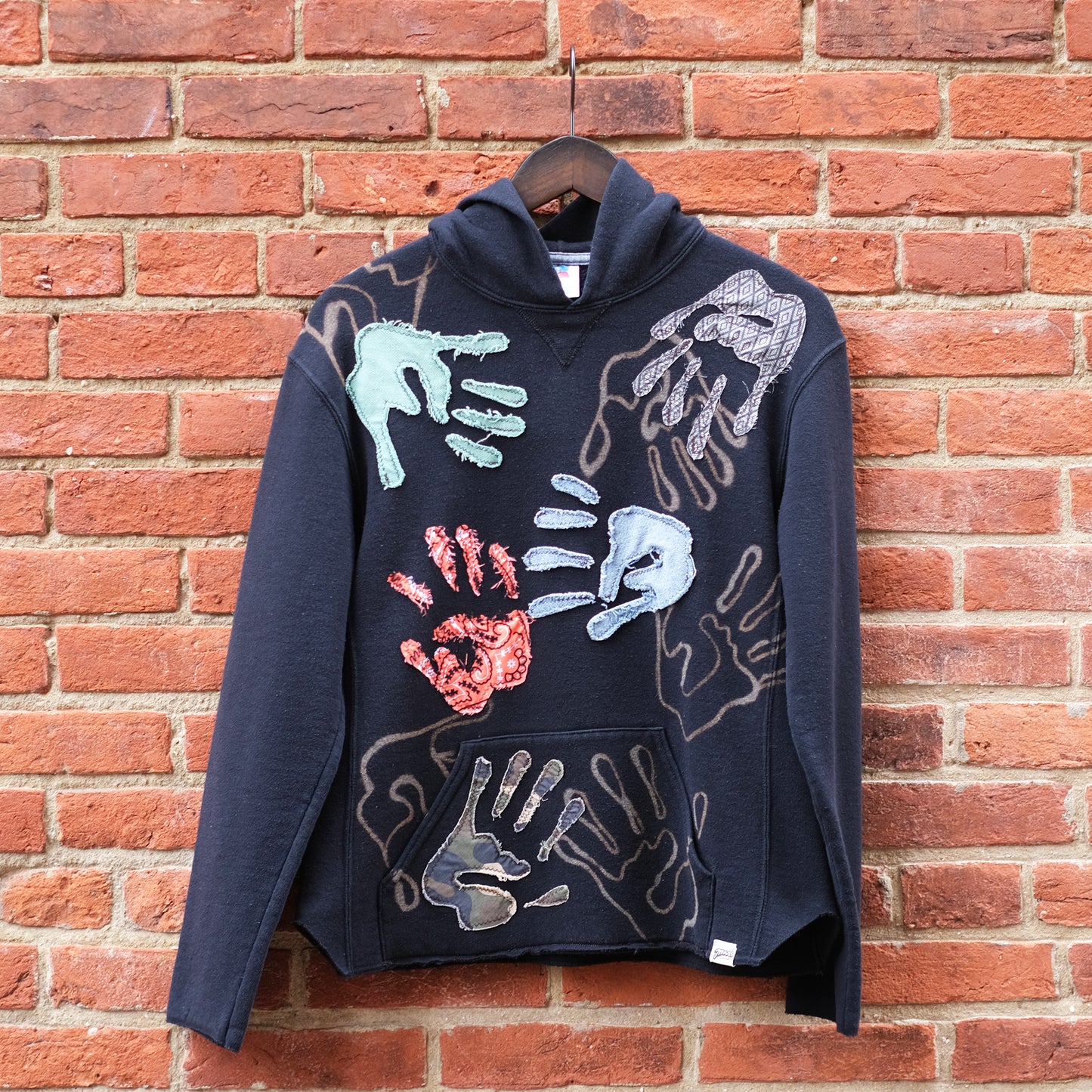 hand patch hoodie - black kids XL