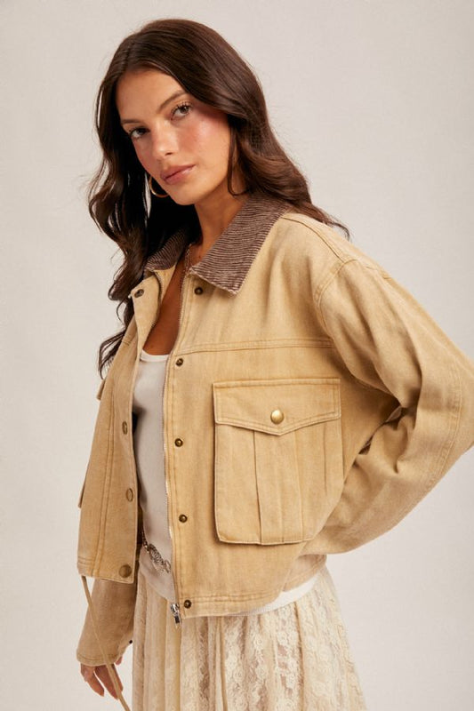 Corduroy Twill Crop Jacket