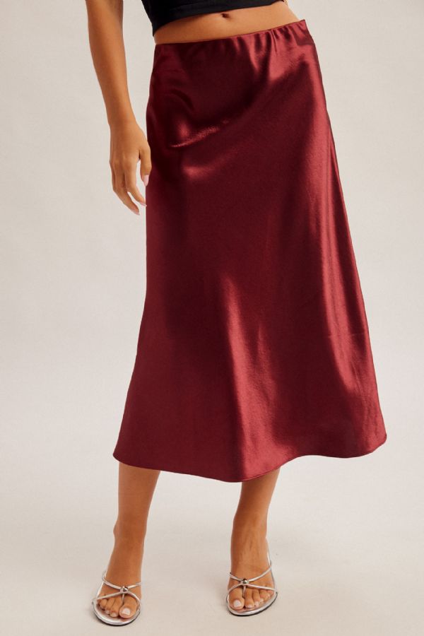 Elastic Waist Satin Mini Skirt