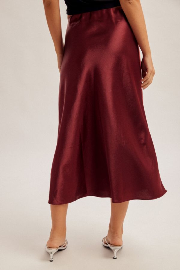 Elastic Waist Satin Mini Skirt