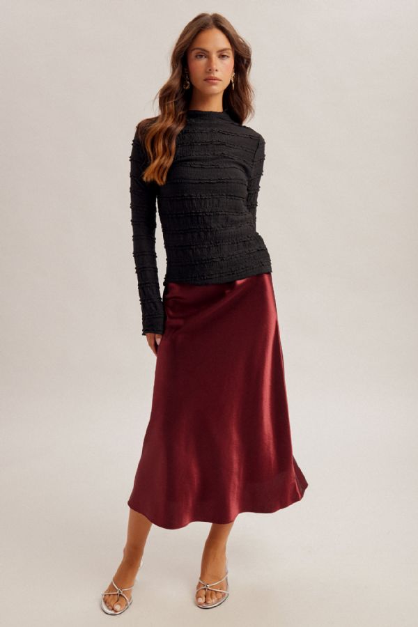 Elastic Waist Satin Mini Skirt