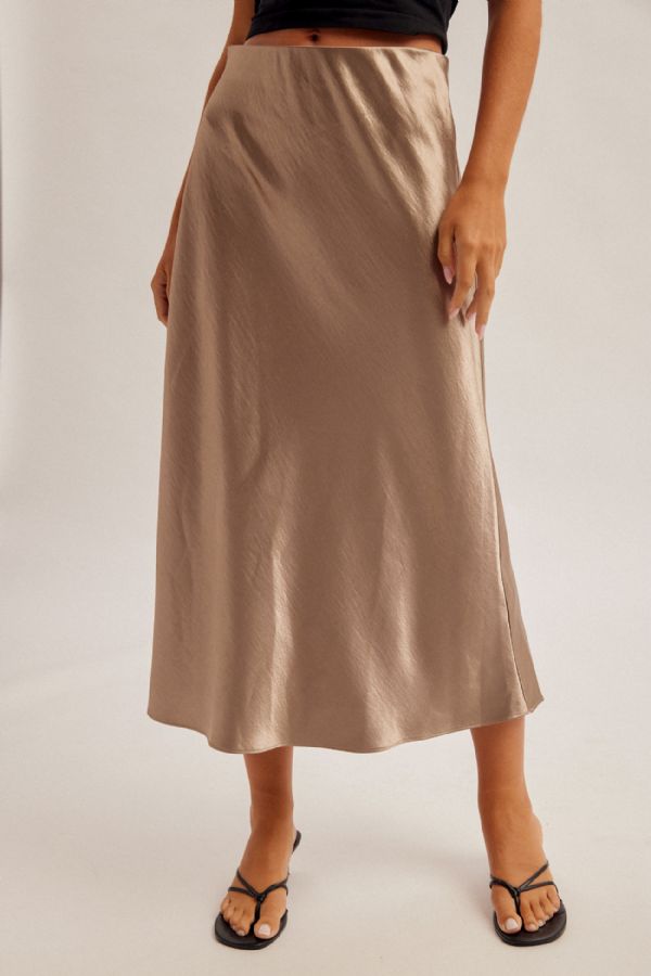 Elastic Waist Satin Mini Skirt