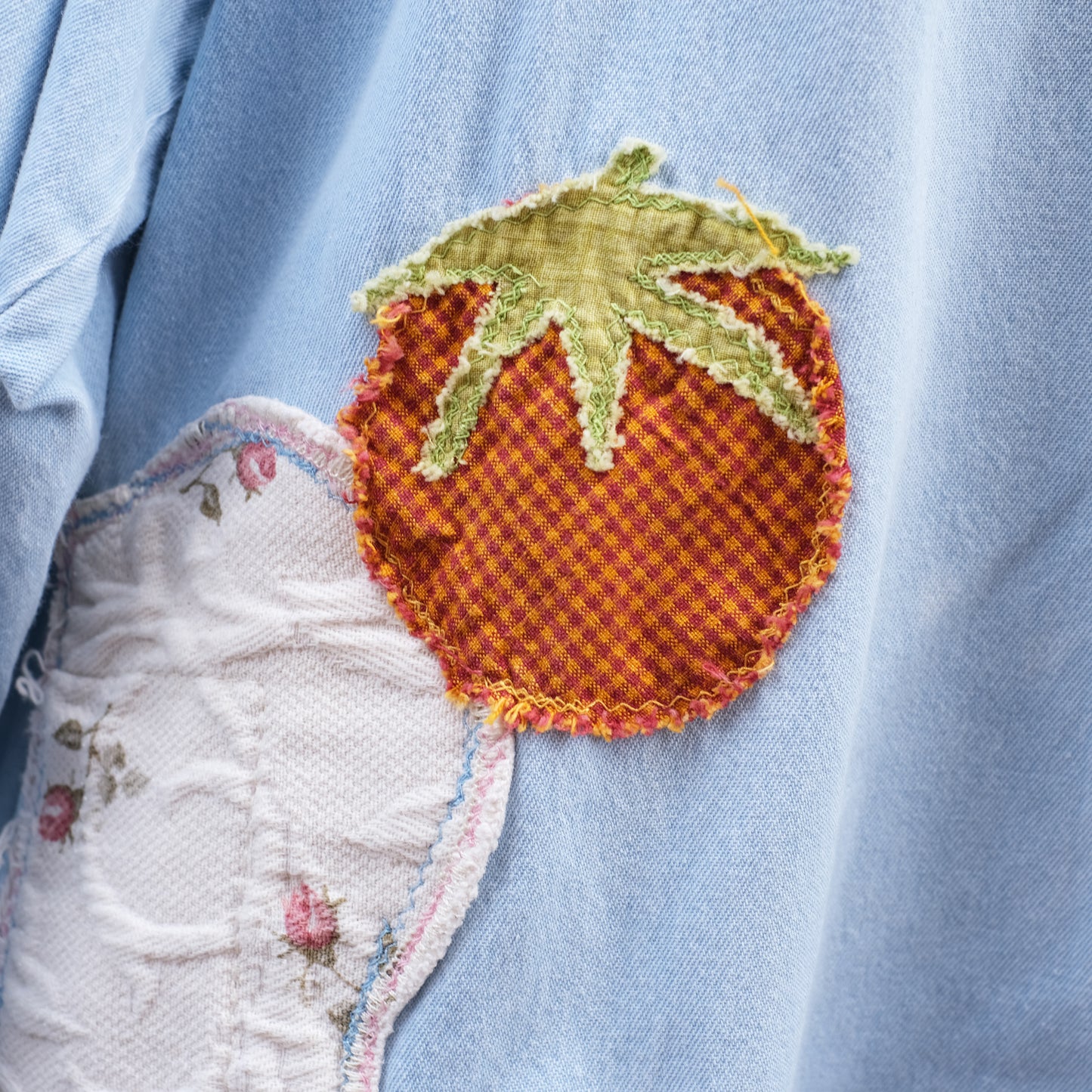 patchwork shirt - light denim longsleeve L