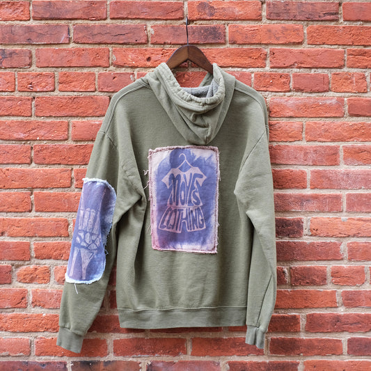 rock out + moves print zip hoodie - army green M