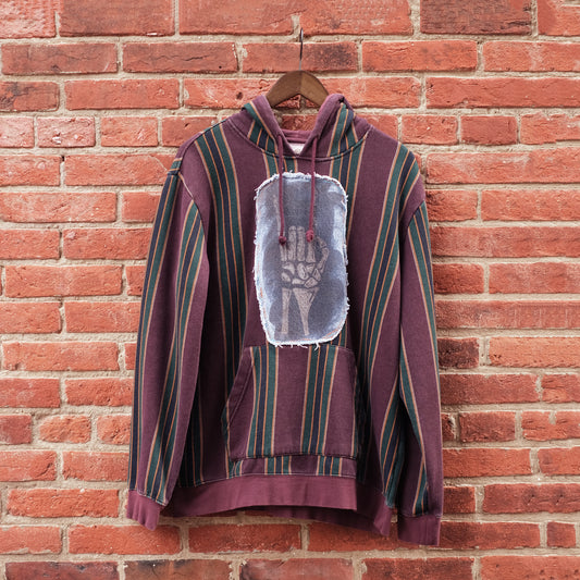 rock on hoodie- stripe burgundy M